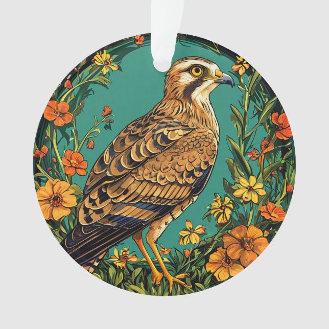 Colourful Montagu's harrier Bird Ornament (Front)