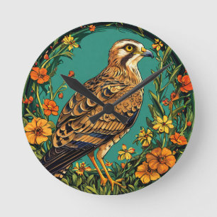 Colourful Montagu's harrier Bird Round Clock