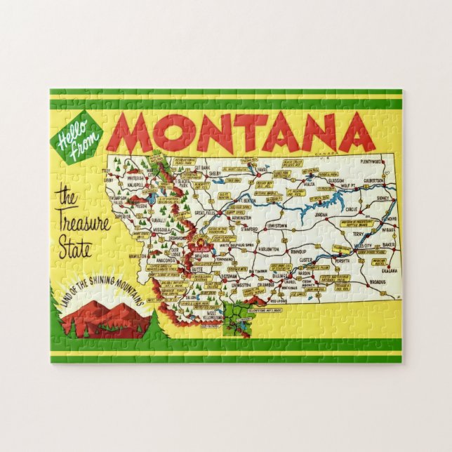 Colourful Montana Map 11x14 Jigsaw Puzzle (Horizontal)