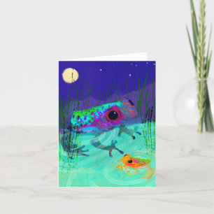 Colourful Moon Frogs BLANK Greeting Card