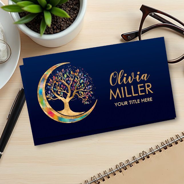 Colourful Moon Tree of life Business Card (Creator Uploaded)