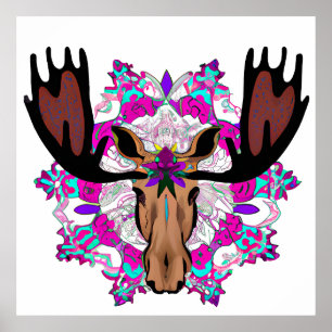 Colourful Moose Mandala Unique Interesting Poster