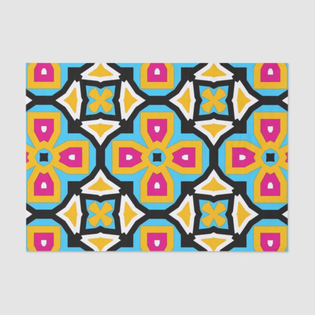 Colourful Moroccan Classy Elegant Geometric Patter Tissue Paper (Front)