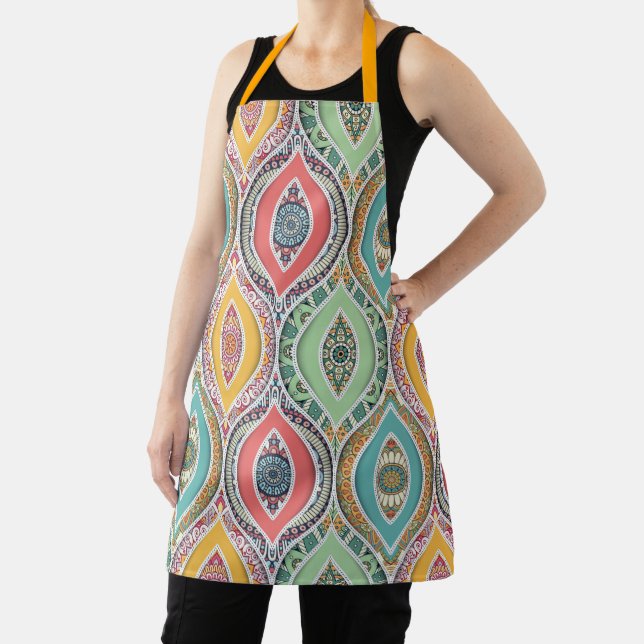 Colourful Moroccan  inspired pattern arty Apron (Insitu)