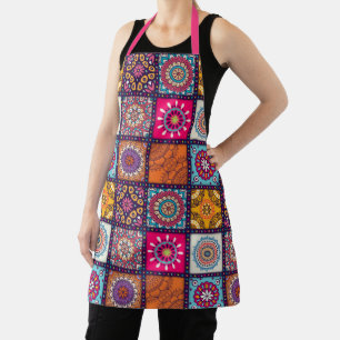 Colourful Moroccan pink inspired pattern arty Apron
