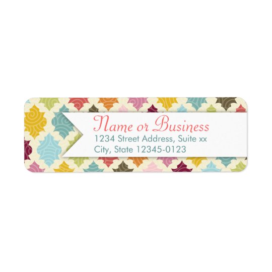 Colourful Moroccan Quatrefoil Custom Address Return Address Label