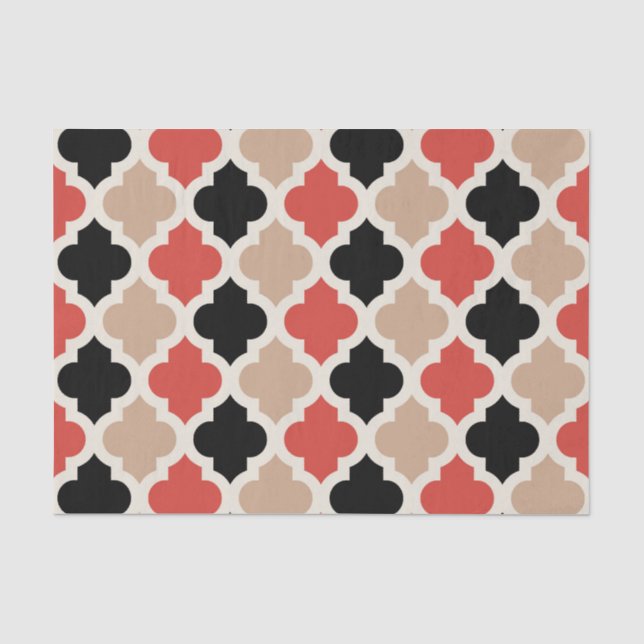 Colourful Moroccan Quatrefoil Lattice Pattern Tissue Paper (Front)