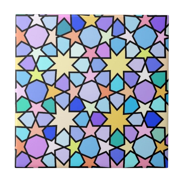 Colourful Moroccan Star Mosaic Tile (Front)