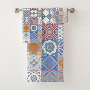 Colourful Moroccan tile Bath Towel Set