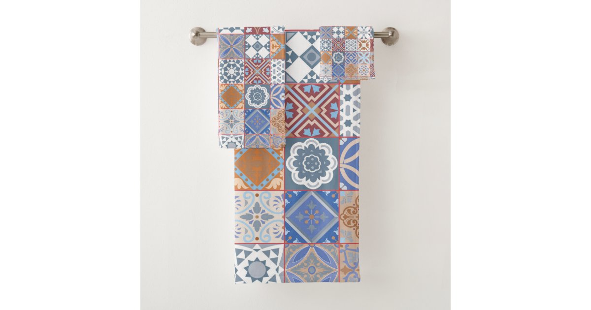 Colourful Moroccan tile Bath Towel Set Zazzle