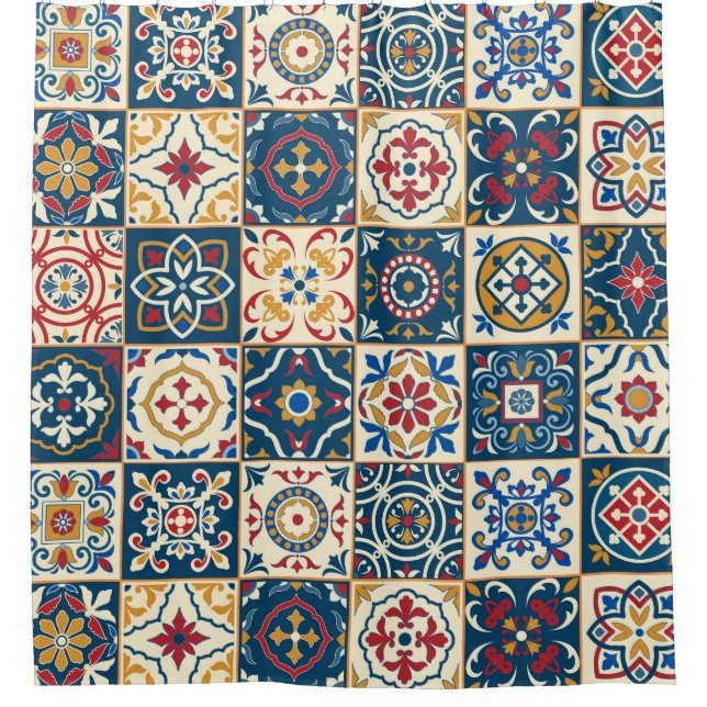Colourful Moroccan tiles, gorgeous seamless patter Shower Curtain (Front)