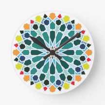 Colourful moroccan tiles Wall Clock
