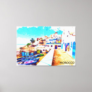 Colourful Morocco Travel Watercolor Canvas Print