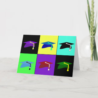 Colourful Mortarboard Caps Graduation Card