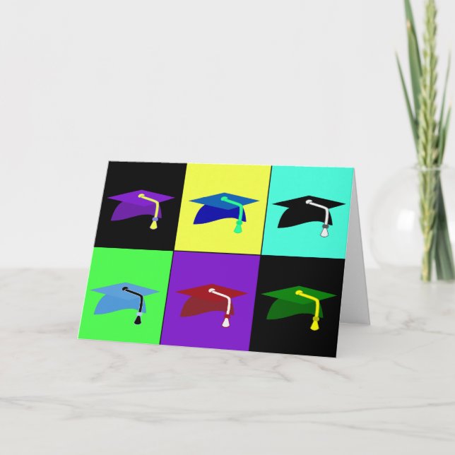 Colourful Mortarboard Caps Graduation Card (Front)