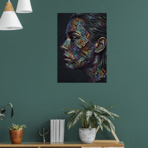 Colourful Mosaic African Woman Portrait Poster G