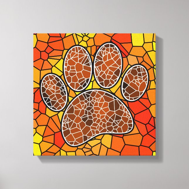 Colourful Mosaic Art Dog Paw Print (Front)