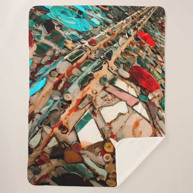 Colourful Mosaic Art Sherpa Blanket (Front)