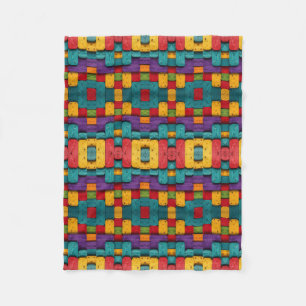 Colourful Mosaic Block Aztec Fleece Blanket