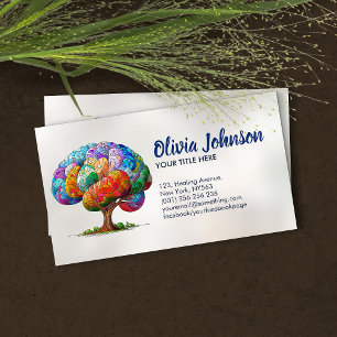 Colourful Mosaic Brain Tree Tree Business Card