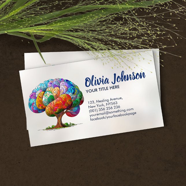 Colourful Mosaic Brain Tree Tree Business Card (Creator Uploaded)