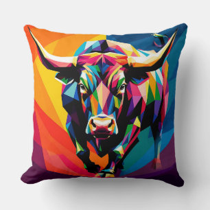 Colourful Mosaic Bull Cushion