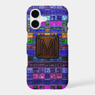 Colourful Mosaic Burlap Elegant Leather Look #11