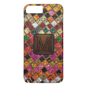 Colourful Mosaic Burlap Elegant Leather Look #12 iPhone 8 Plus/7 Plus Case