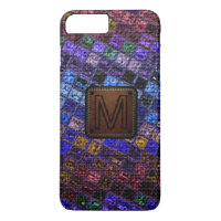 Colourful Mosaic Burlap Elegant Leather Look #17