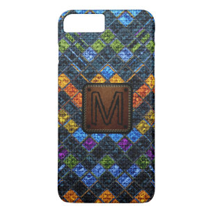 Colourful Mosaic Burlap Elegant Leather Look #9 iPhone 8 Plus/7 Plus Case