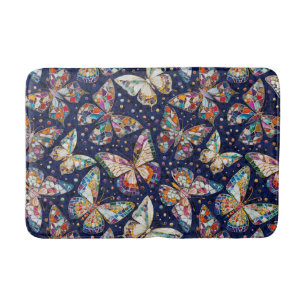 Colourful Mosaic Butterfly pattern Bath Mat