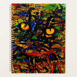 Colourful Mosaic Cat Art Prin Planner