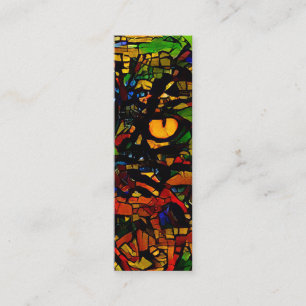 Colourful Mosaic Cat Art Print Bookmark  Mini Business Card