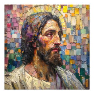 Colourful Mosaic Christianity Jesus Photo Print