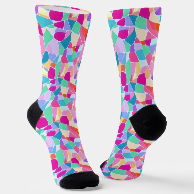 Colourful Mosaic Colours Pattern Socks (Angled)