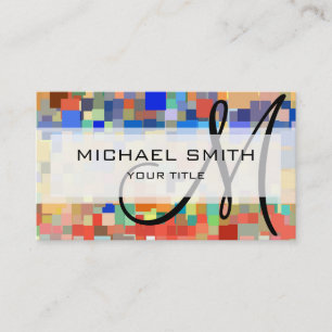 Colourful Mosaic Custom Monogram #2 Business Card