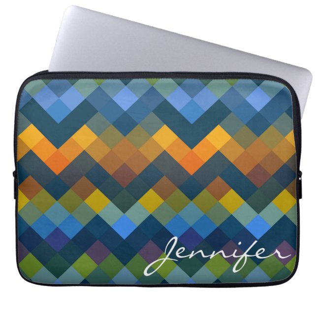 Colourful Mosaic Diamond Geometric Pattern #17 Laptop Sleeve (Front)