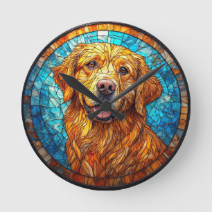 Colourful Mosaic Dog Round Clock