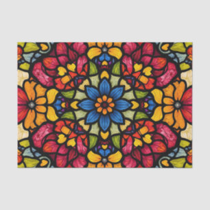 Colourful Mosaic Flower Pattern Abstract Tissue Paper