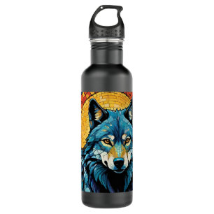 Colourful Mosaic Illustration of Majestic Wolf 710 Ml Water Bottle