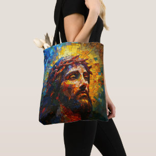 Colourful Mosaic Jesus Tote Bag