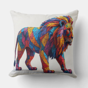 Colourful Mosaic Lion Sculpture Cushion