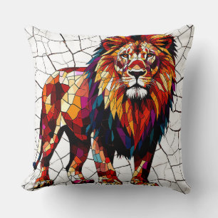 Colourful Mosaic Lion Sculpture Cushion