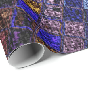 Colourful Mosaic Pattern Burlap Rustic #17 Wrapping Paper