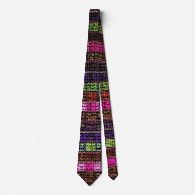 Colourful Mosaic Pattern Burlap Rustic #18 Tie (Front)