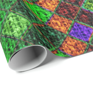 Colourful Mosaic Pattern Burlap Rustic #3 Wrapping Paper