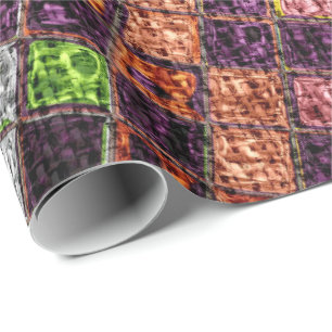 Colourful Mosaic Pattern Burlap Rustic #4 Wrapping Paper
