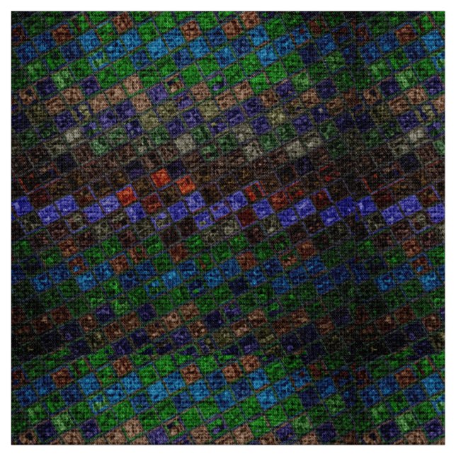 Colourful Mosaic Pattern Burlap Rustic #6 Fabric (Swatch)