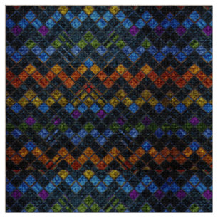 Colourful Mosaic Pattern Burlap Rustic #9 Fabric