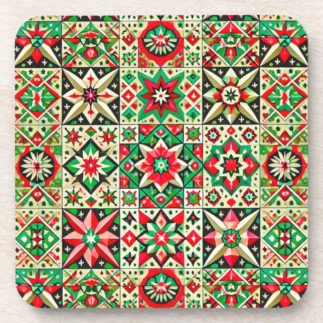 Colourful mosaic pattern coaster (Front)